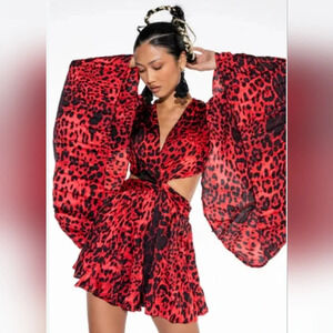 AKIRA No Limit Leopard Romper With Open Back